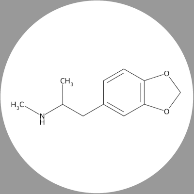 Round white mdma molecule ceramic coaster with black artwork, without a name label.